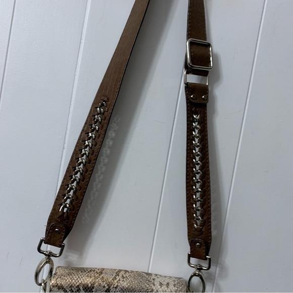 Free People Metallic Leather Snake Snakeskin Print Bag Purse Small Crossbody - Picture 8 of 16
